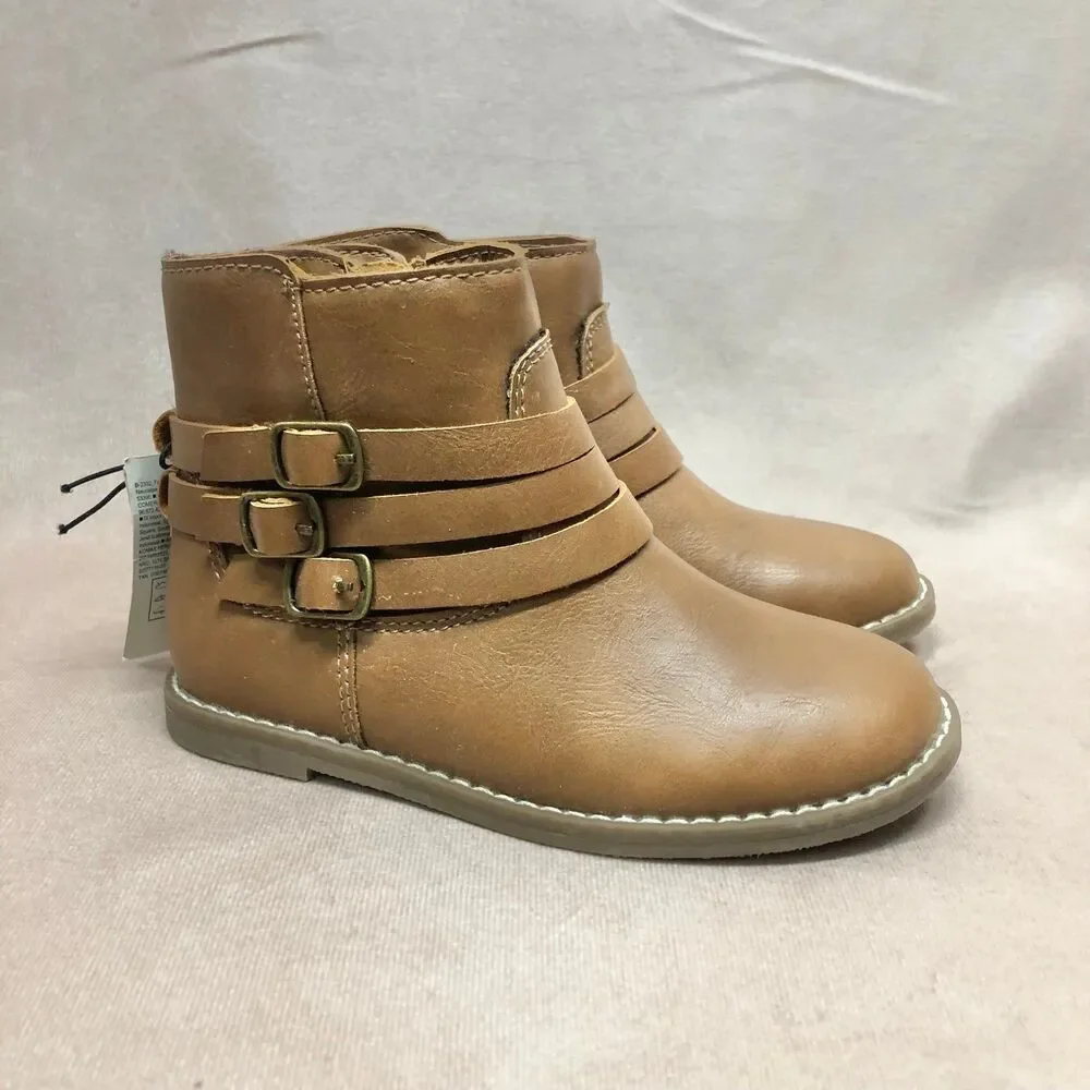Toddler girl size 9 faux-leather buckled strap ankle boots